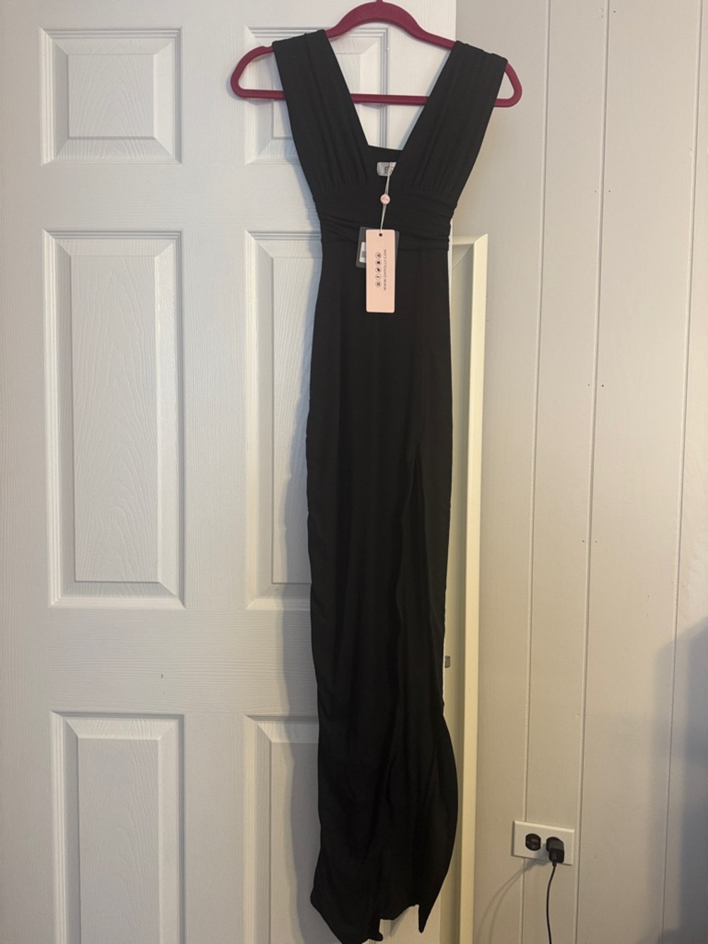Oh Polly Black Plunge Neck Maxi Dress